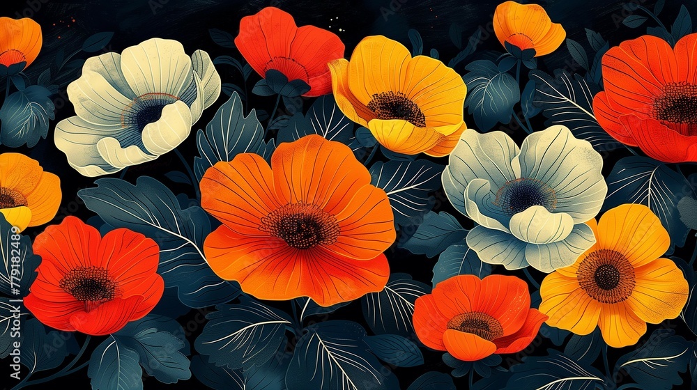 Modern Geometric Floral Pattern, generative ai Modern Geometric Floral Pattern, generative ai