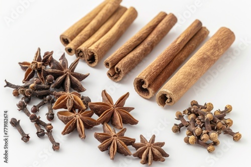 Wallpaper Mural A mix of cinnamon, anise, and cloves on a clean white background. Perfect for food and culinary concepts Torontodigital.ca