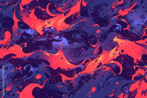 Abstract background with swirling shapes in dark blue, red and purple colors 