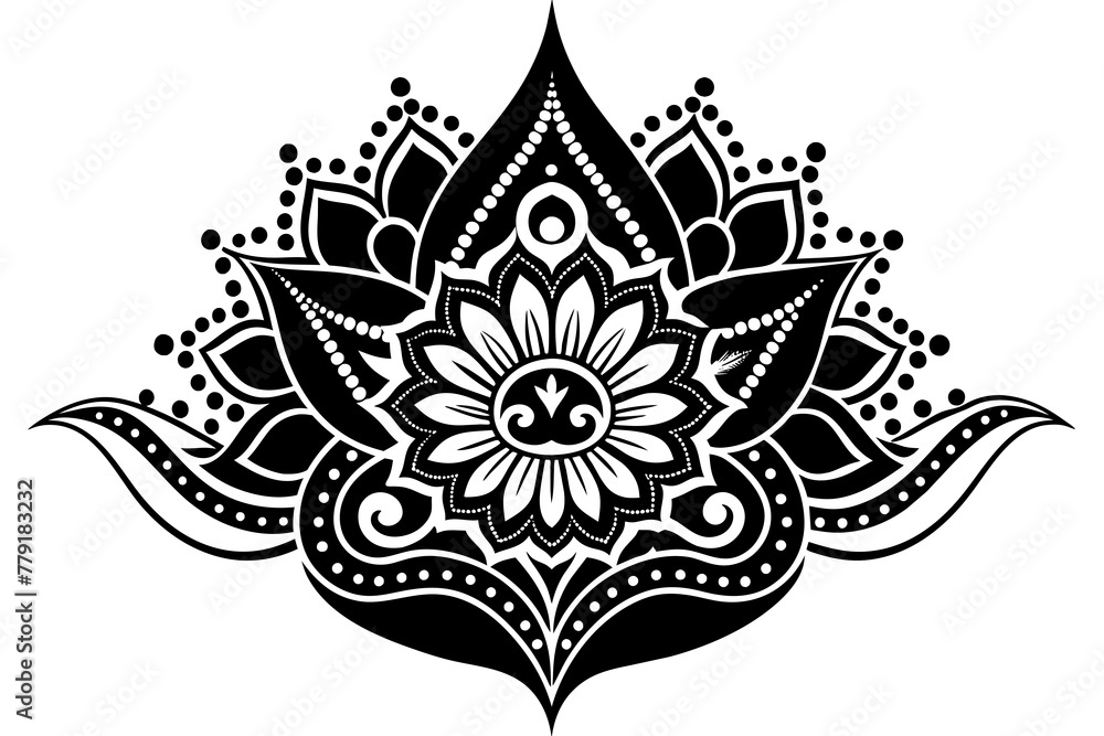 mehndi design silhouette vector illustration