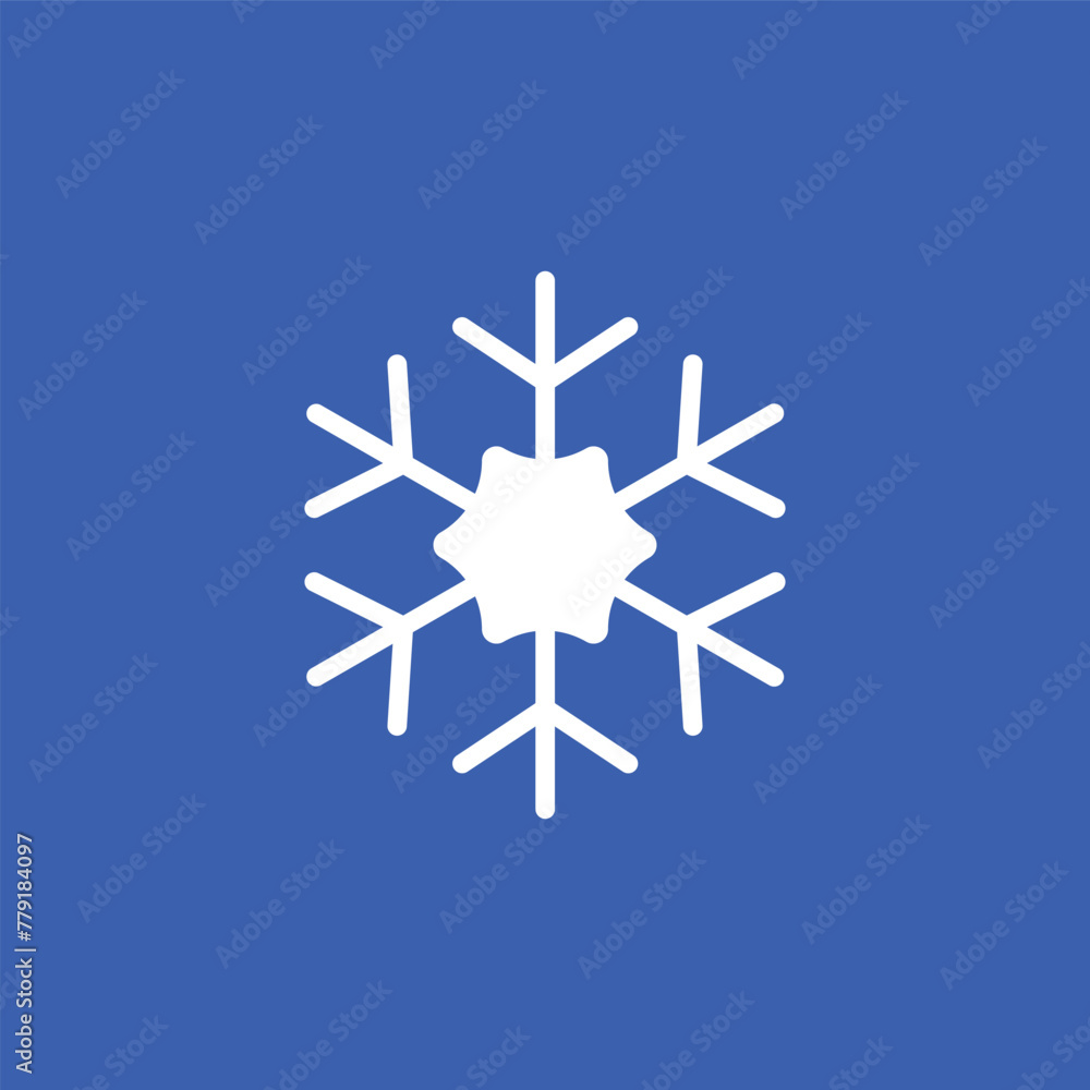 Snowflake vector icon isolated, sign placed on blue background Snowflake vector icon isolated, sign placed on blue background