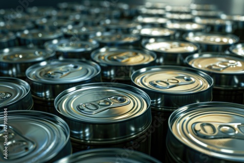 A bunch of soda cans on a table. Perfect for food and beverage industry