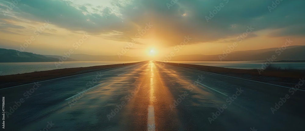 Journey to the Horizon: Chasing Dreams at Sunset. Concept Sunset Photography, Dream Chasers, Horizon View, Inspirational Images, Golden Hour Moments