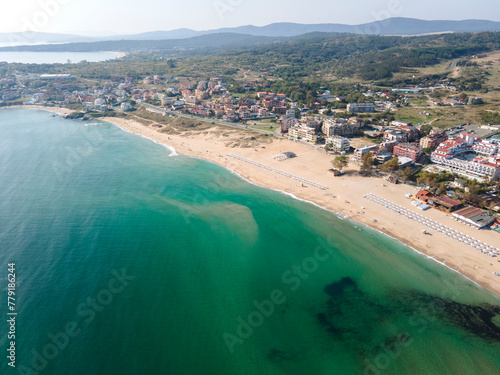 Aerial view of town of Sozopol and Harmanite Beach, Bulgaria © Stoyan Haytov