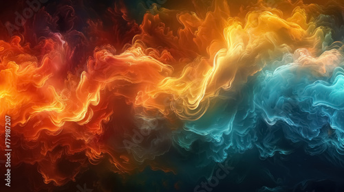 vibrant abstract cloud waves of orange and blue hues for backgrounds and wallpapers