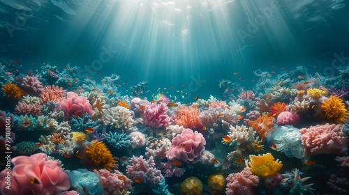 Colorful Coral Reef Paradise, generative ai © Matus