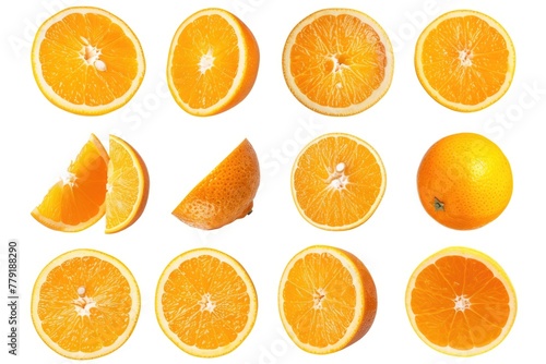 Fresh halved oranges on a clean white background. Perfect for food and nutrition concepts