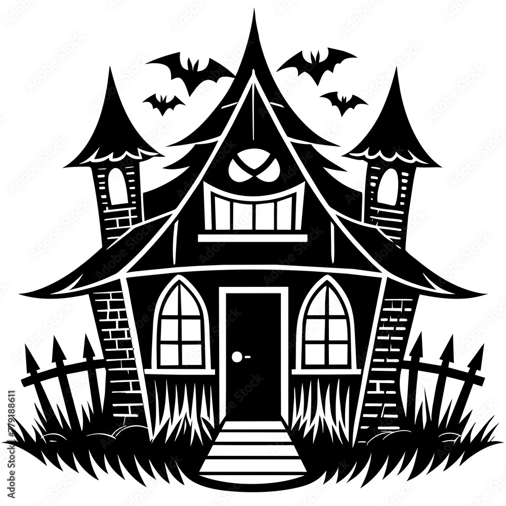 Fototapeta premium Spooky Halloween haunted house vector illustration.