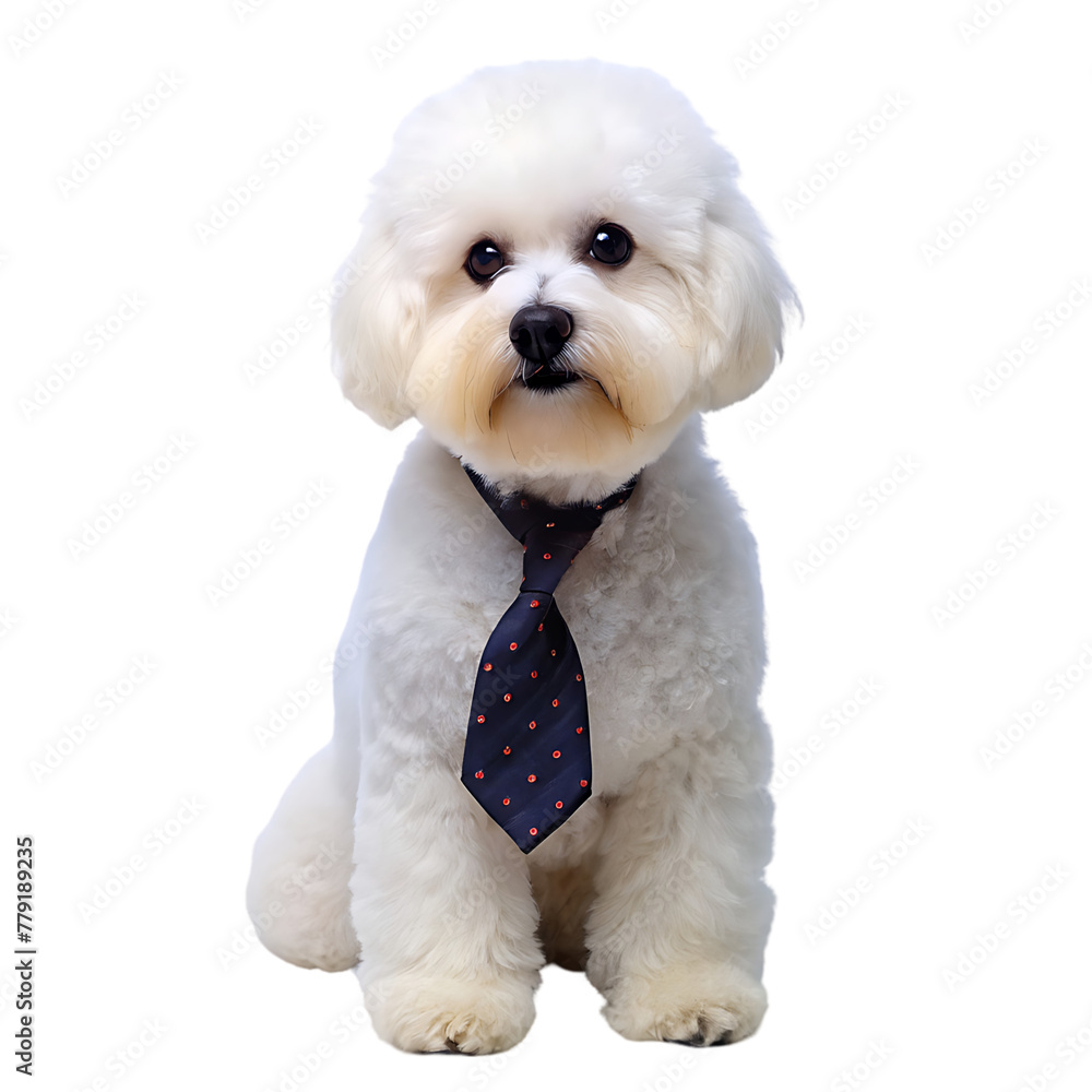 Obraz premium Portrait of humanoid anthropomorphic poodle dog wearing white business suit isolated transparent