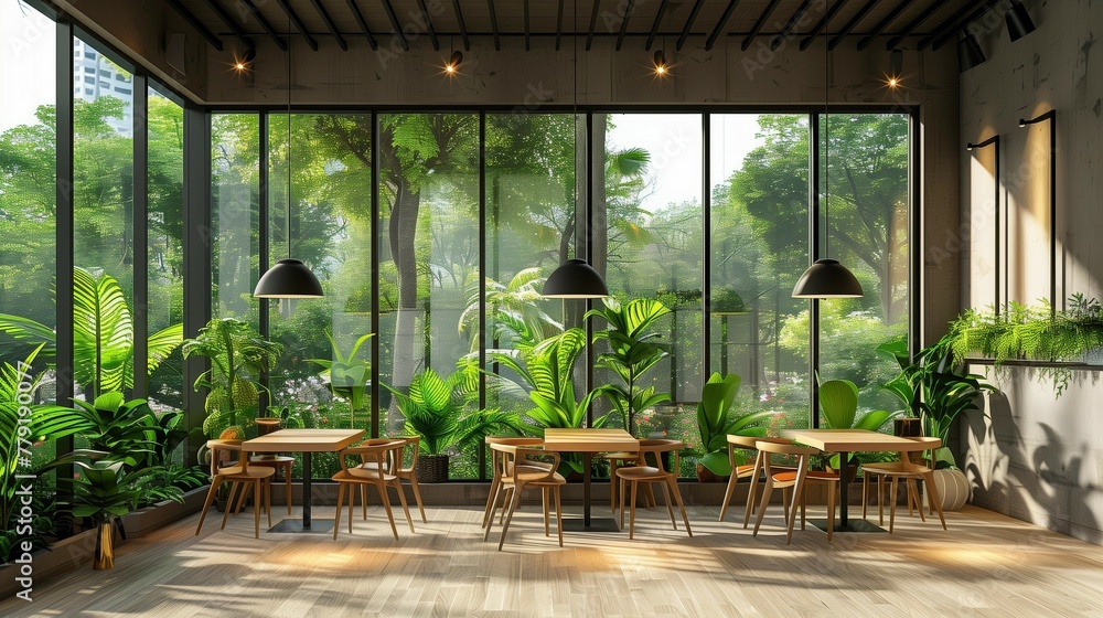 Fototapeta premium Minimalist Coffeehouse Haven, generative ai