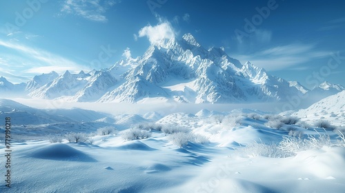 Snow-capped Peaks: A Majestic Mountain Range, generative ai