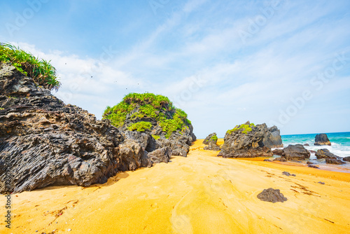 Summer quiet beach at Yanzi Cave, Qinwan, Wanning Mountain, Hainan, China photo