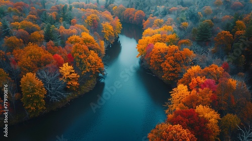 Autumn River Serpentine, generative ai