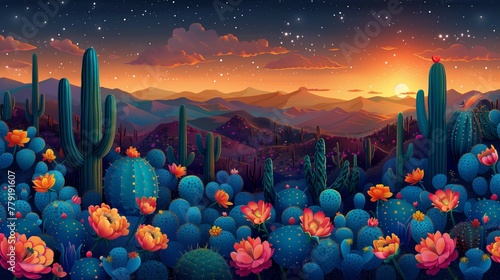 Resilient Cactus Sunset, generative ai