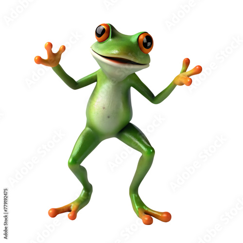 a green frog on white background