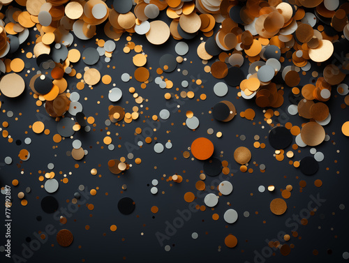 Abstract golden confetti on a dark background