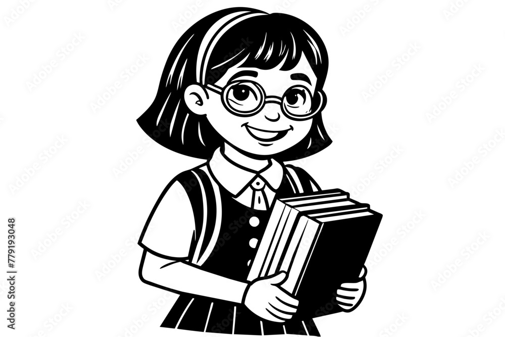 smart-schoolgirl-wearing-glasses vector illustration