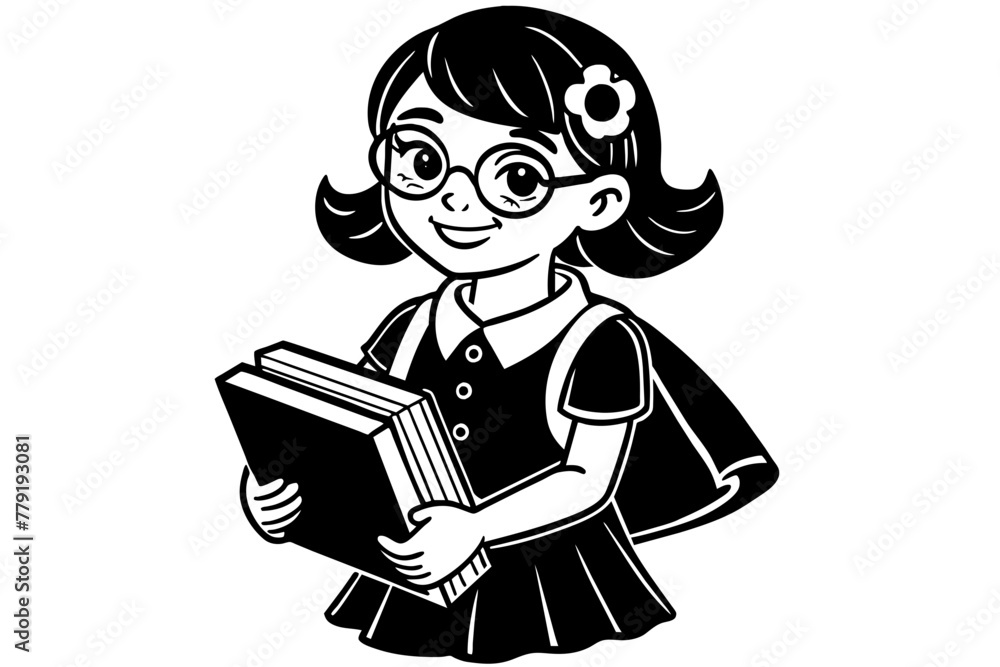 smart-schoolgirl-wearing-glasses vector illustration