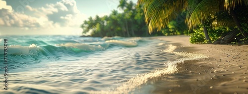 the beach sand is on the beach of a tropical island
