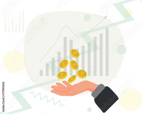 Business concept illustration. Vector illustration of money, finance, banking, profit, investment. Creative concept for web banner, social media banner, business presentation, marketing material