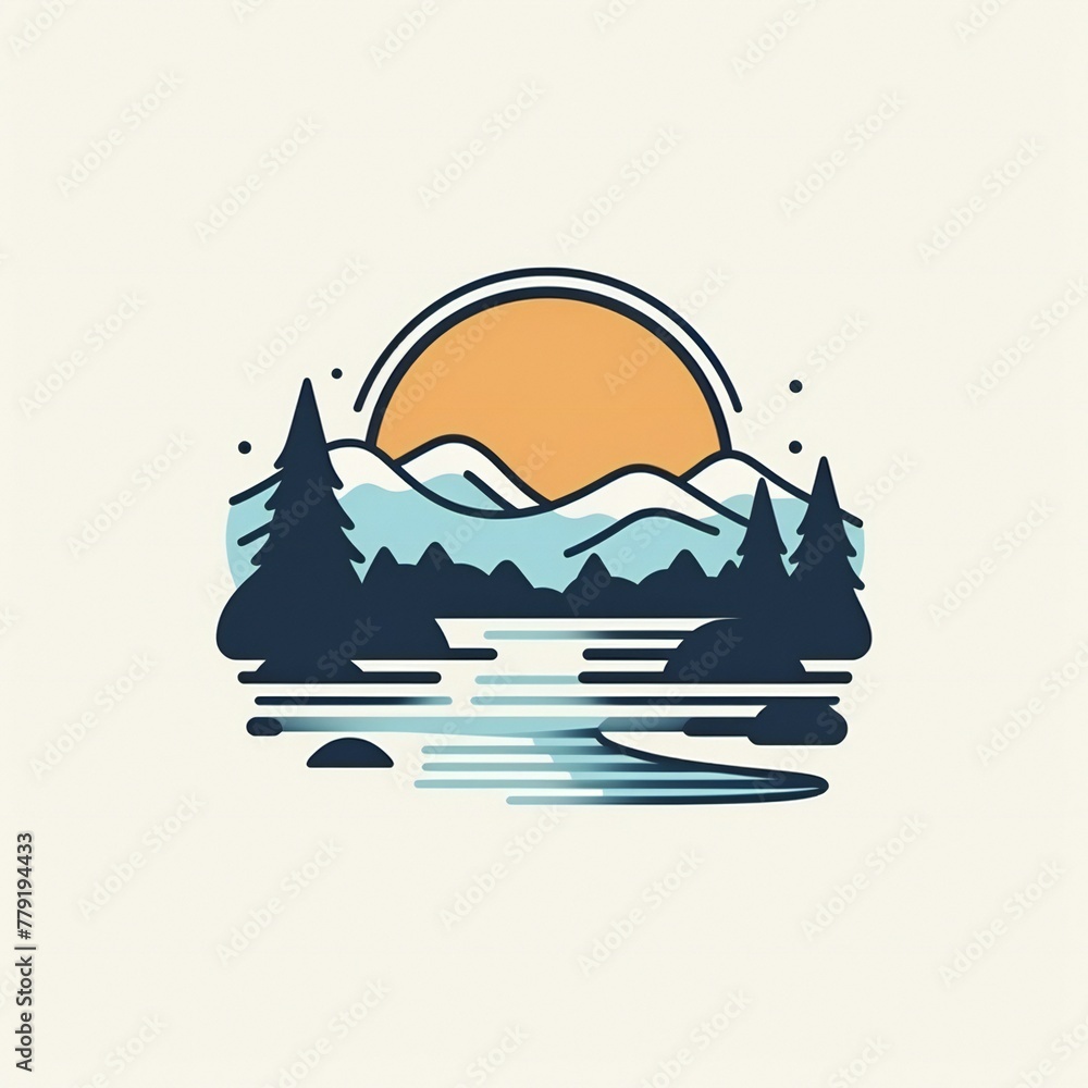 hand drawn river flat minimalist logo illustration hand drawn river flat minimalist logo illustration