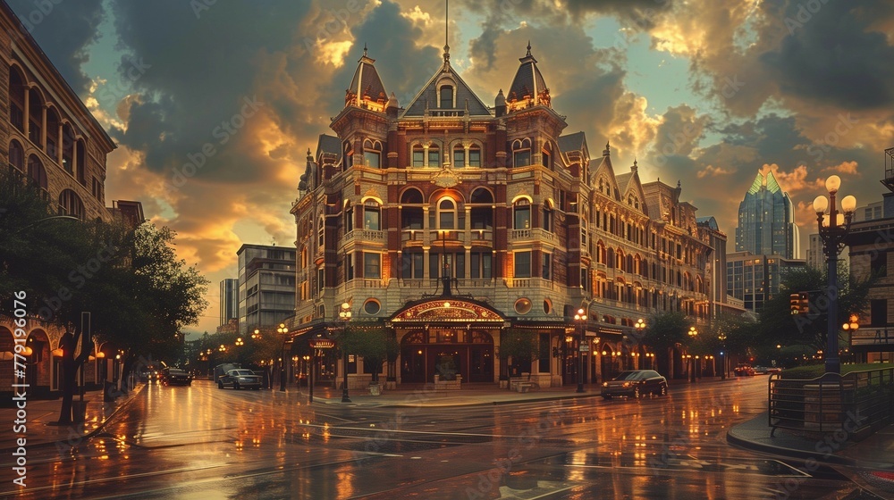 Fototapeta premium Timeless Beauty of the Driskill in Austin, generative ai