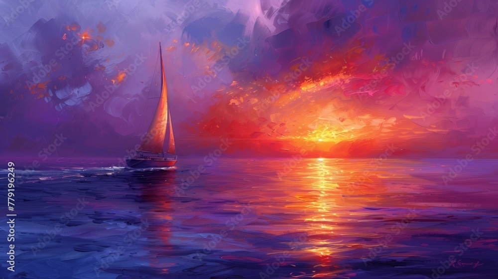 Romantic Impressionist Seascape, generative ai