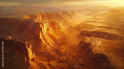 Expansive Canyon View at Dusk, generative ai © Matus