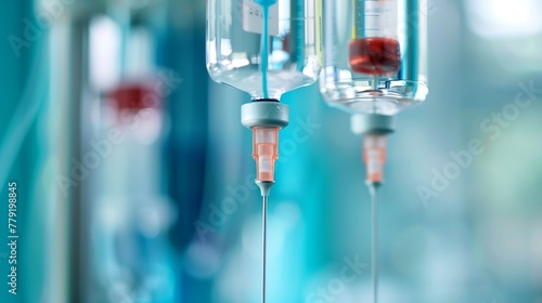 Close-up of a hospital's IV fluid drip, saline drip, medical concept photo