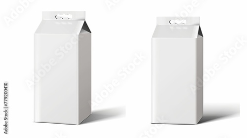 Two Blank White Milk Carton Packages: Vector Illustration photo