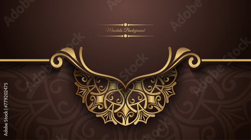 brown background with gold mandala ornaments