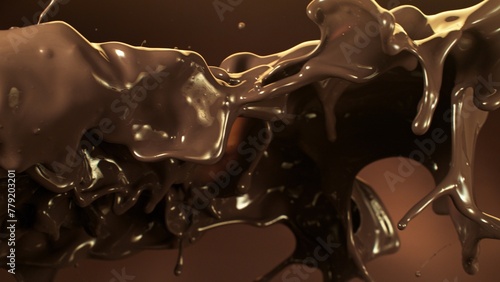 Splashing Melted Chocolate Flying in the Air.