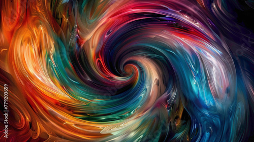 Spiraling vortexes of vivid colors, swirling and intertwining in a mesmerizing display of artistic expression.