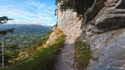 walking a hiking path in Switzerland on way to Berghaus Baregg beautiful scenery. Grindelwald photo