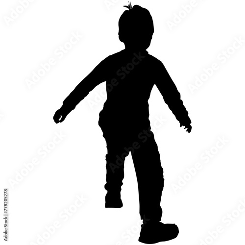 A silhouette of a child running