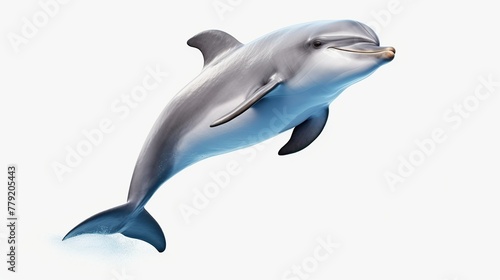 Cute dolphin jumping pose isolated on white background.