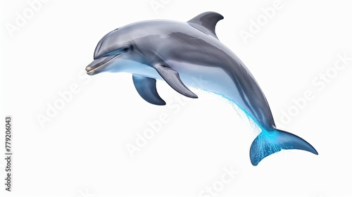 Cute dolphin jumping pose isolated on white background.