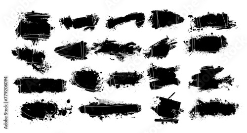 Black brush stroke set isolated on background. Paint brush stroke hand drawing. Not AI. Trendy brush stroke, vector illustration