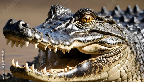 A Crocodile With Its Nostrils Flaring As It Takes