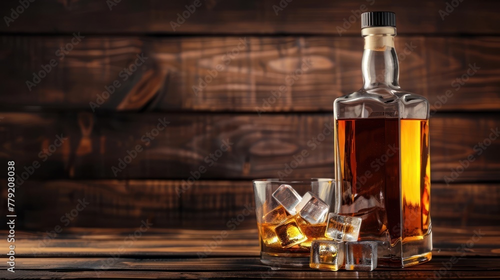 a glass of drink and a bottle a glass of drink and a bottle