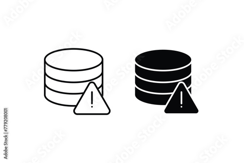 the database with warning icon, signaling potential issues or concerns regarding data