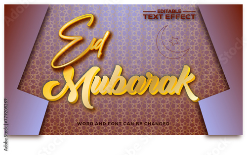 Eid Mubarak 3d text effect