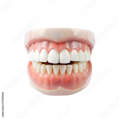 A sore tooth amidst healthy teeth isolated on transparent background