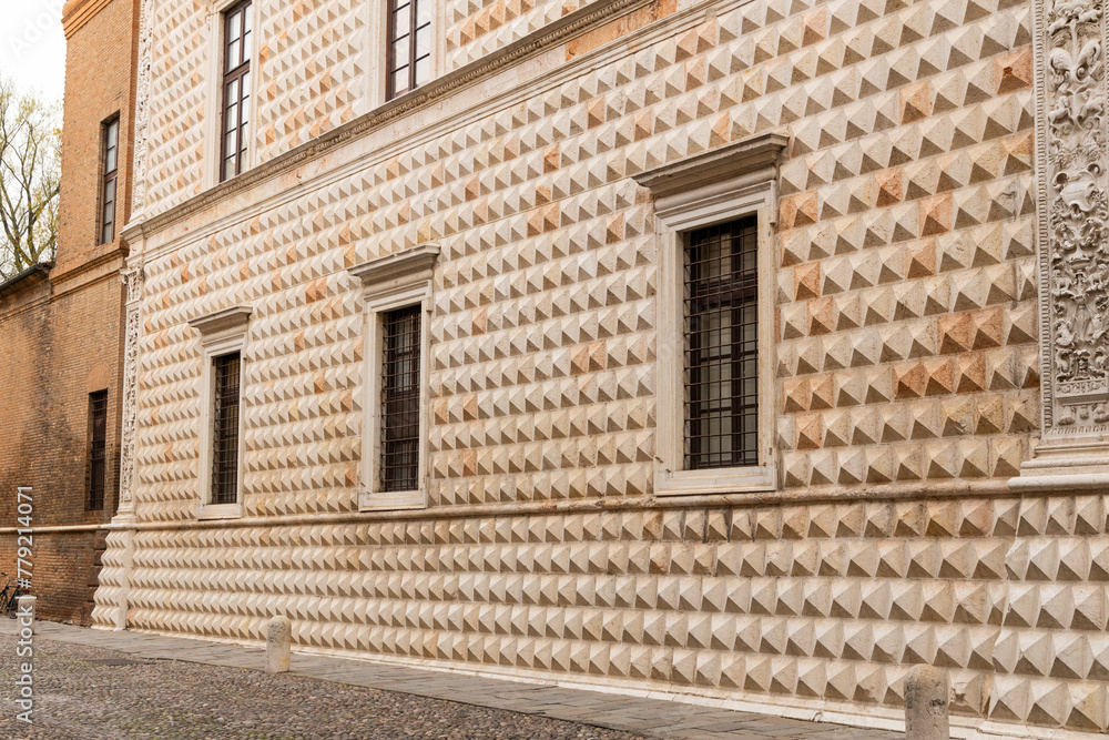 City of Ferrara, Palazzo Diamante and its atrium host international exhibitions and events, architecture and symmetrical marble decorations.