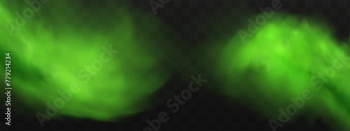 Green stink bad smell, smoke or poison gases,chemical toxic vapour.Vector realistic set of stench breath or sweat odor isolated on transparent checkered background.
