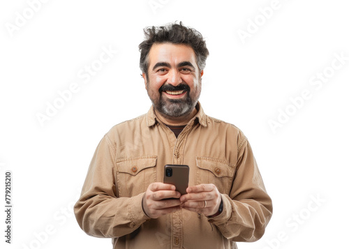 Middle Eastern Man with Smartphone Smiling © Аrtranq