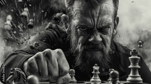 Bearded Man Playing Chess