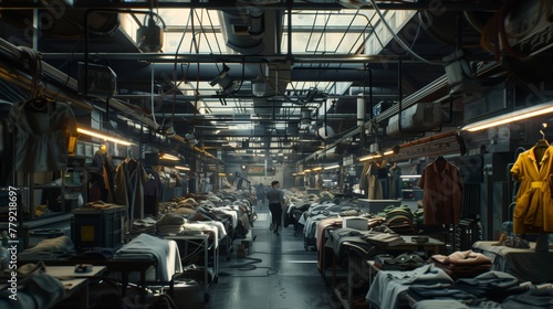 Crowded Garment Factory Room