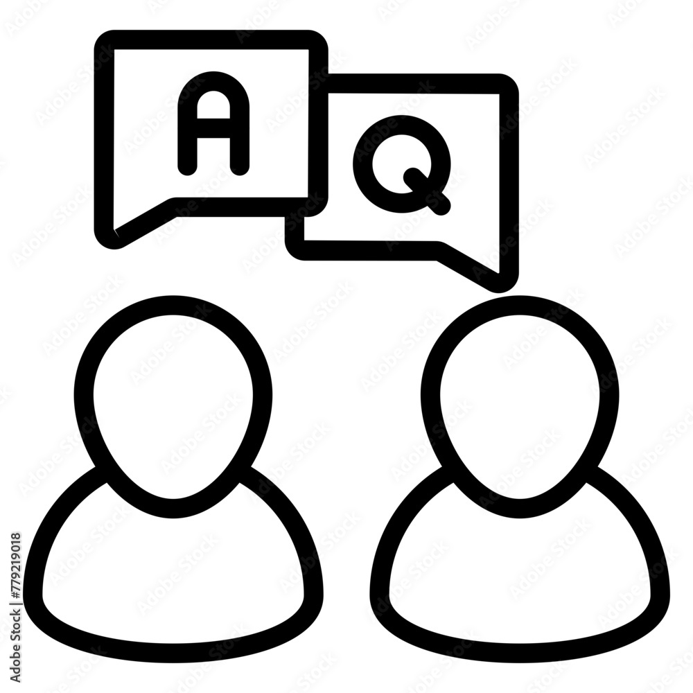 A linear design icon of question and answer
A linear design icon of question and answer