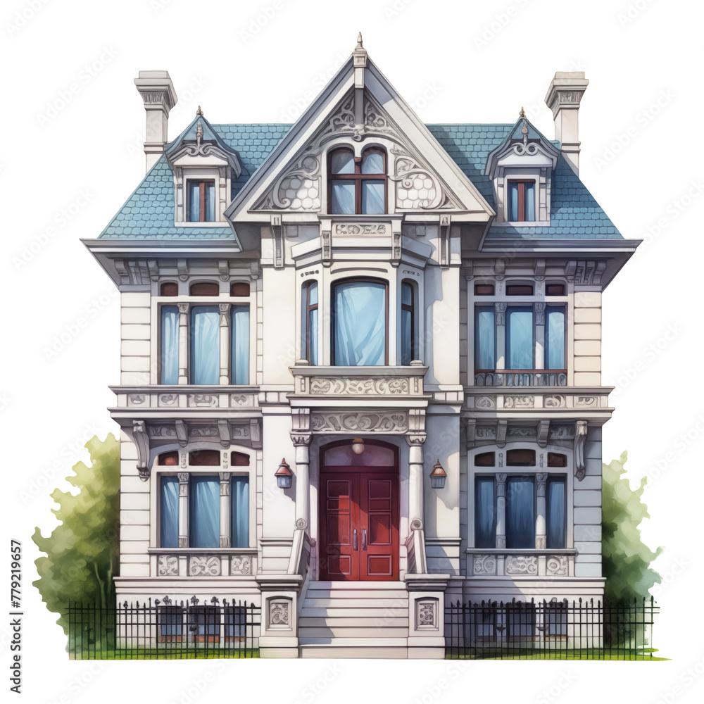 Fototapeta premium American watercolor house